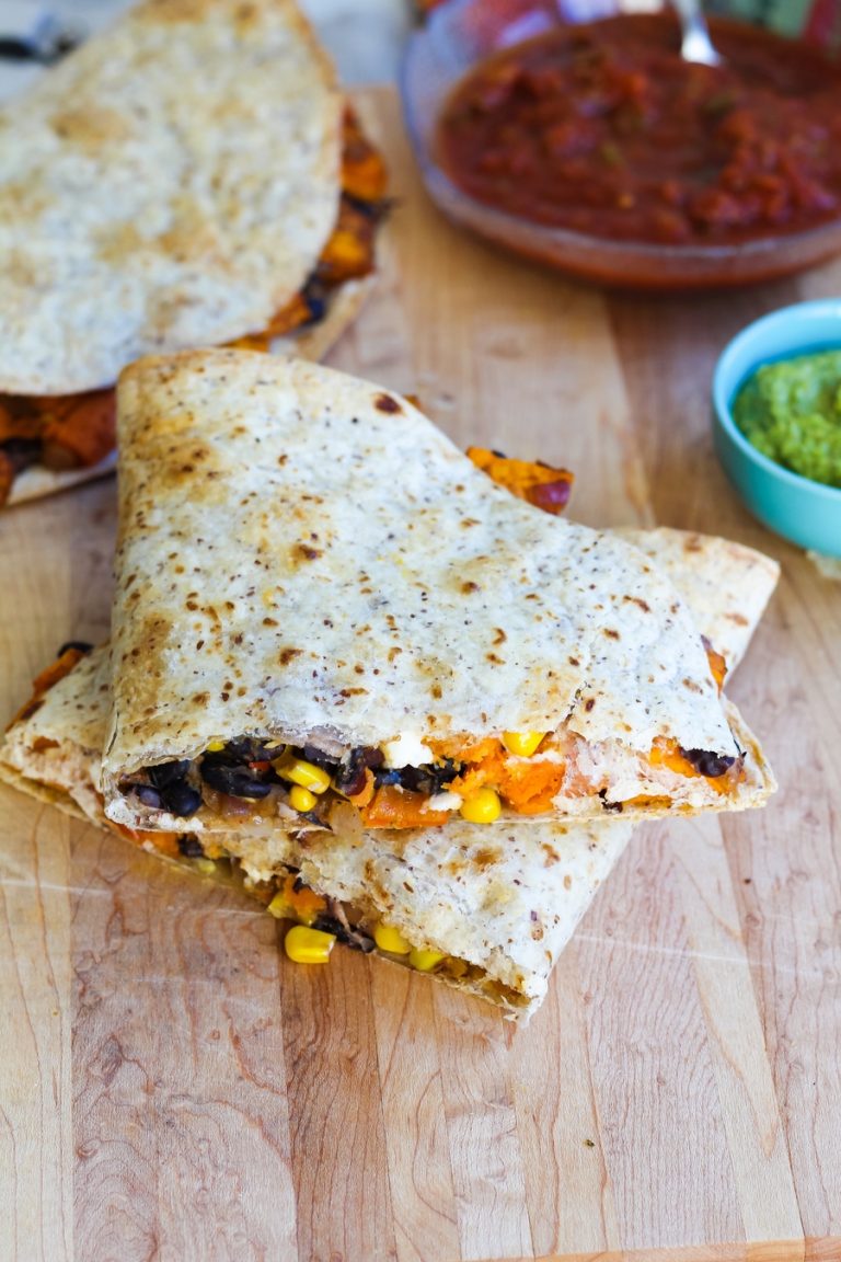 Sweet Potato Black Bean Quesadillas with Feta