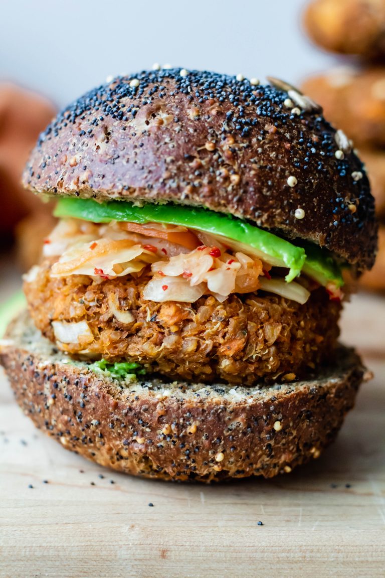 Hearty Tempeh, Quinoa, and Sweet Potato Burgers