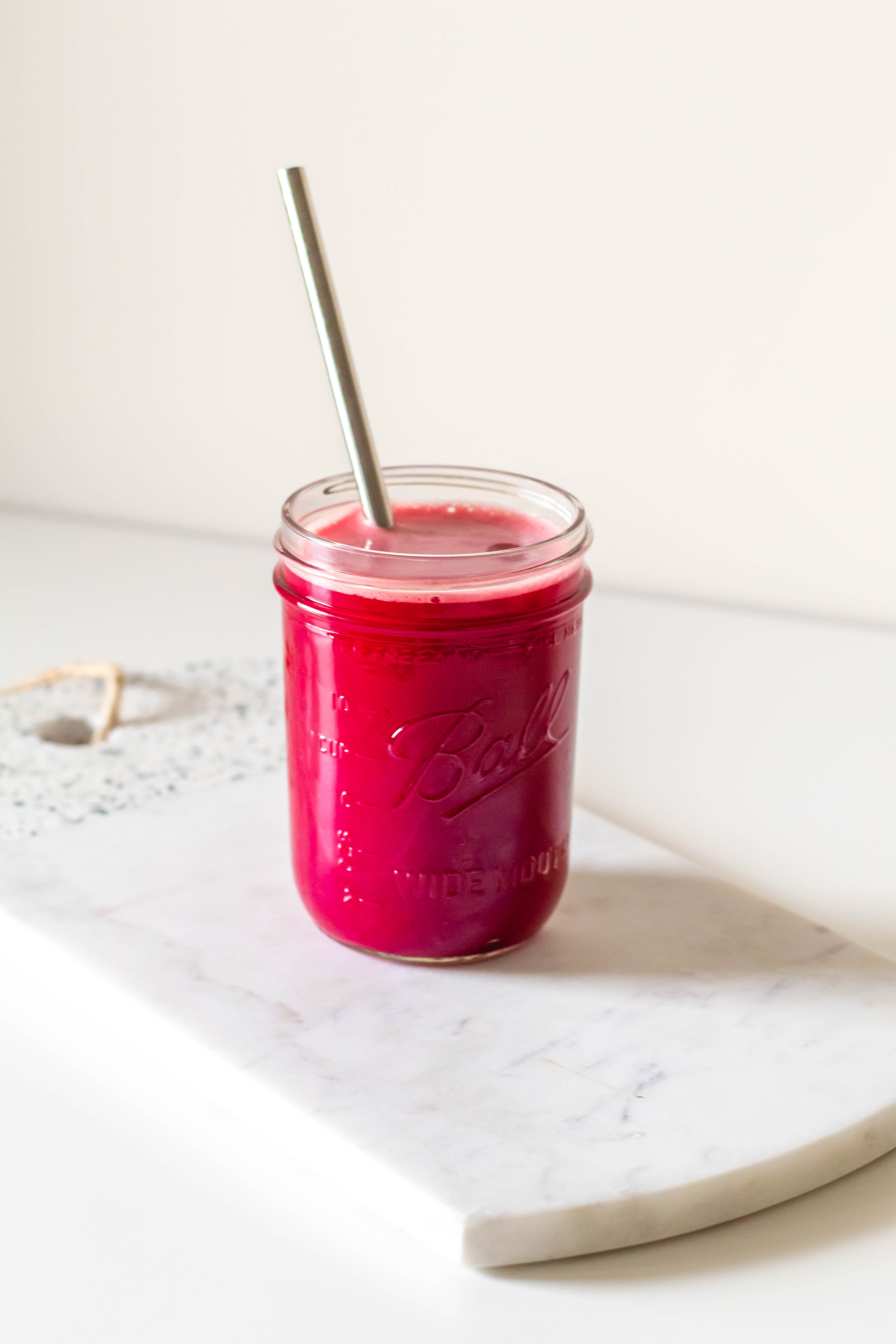 Liver Cleansing and energizing beet grapefruit juice- endurance boosting and energizing. Lightly spiced with cayenne to rev up your metabolism.