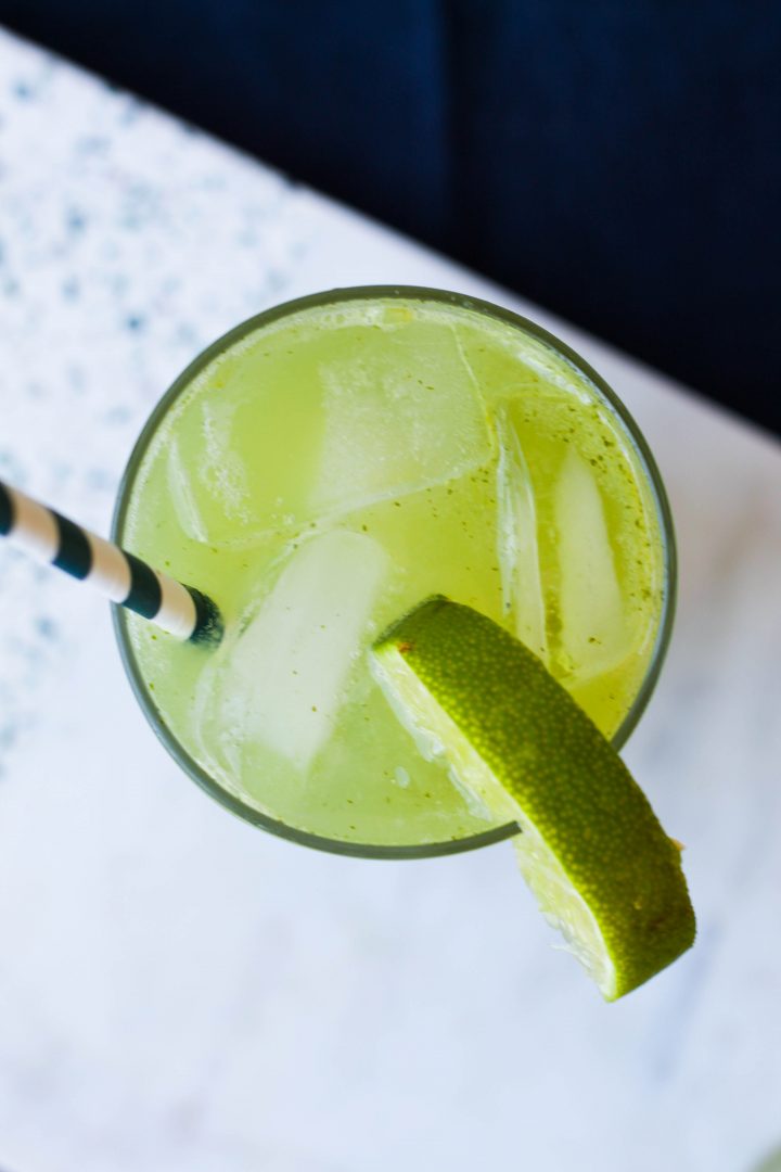 overhead shot of the limeade against a white backdrop