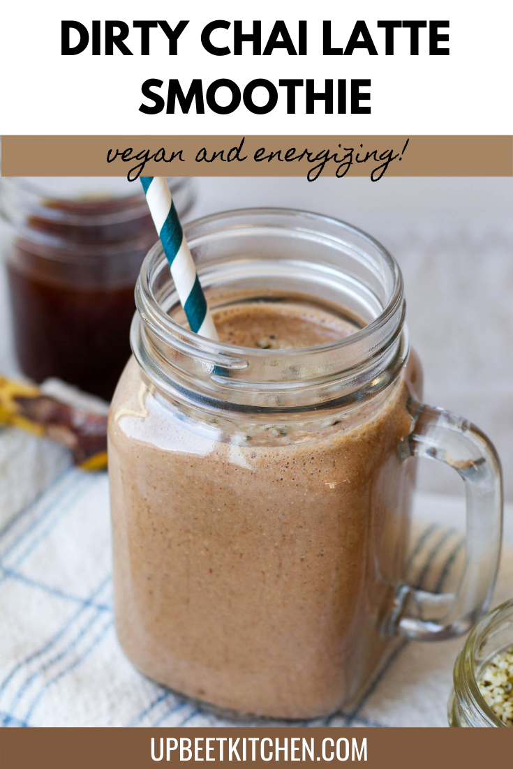 Pinterest graphic with a photo of the smoothie and recipe title 