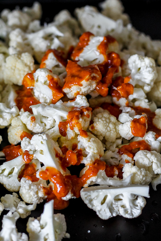 overhead shot of chipotle cauliflower before roasting 