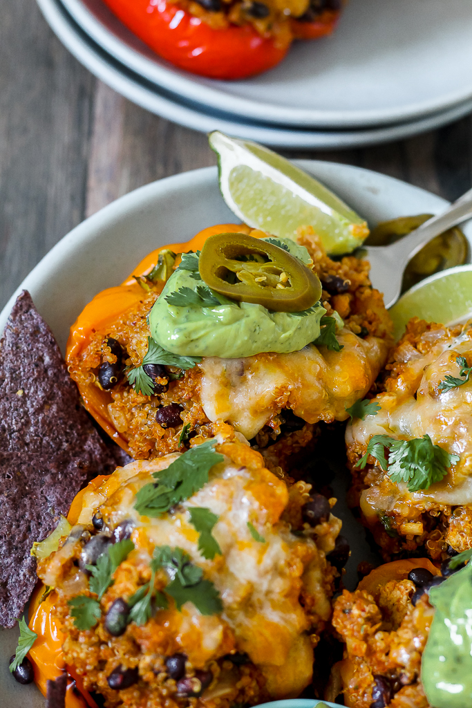 straight on close up of one stuffed pepper