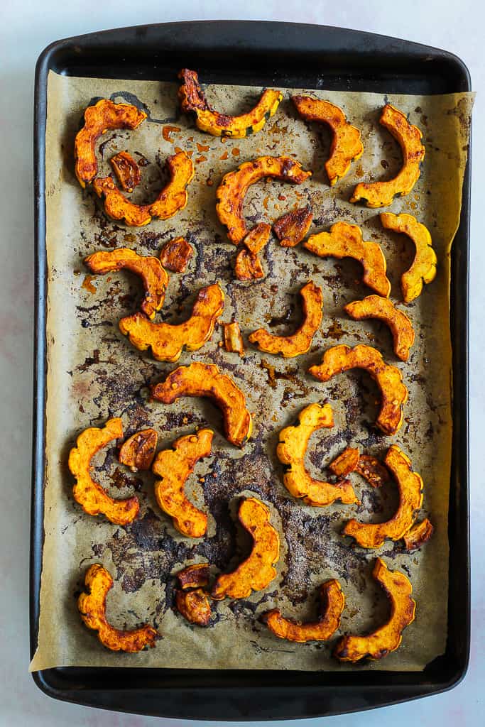 the delicata squash, fresh out of the oven