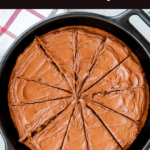 a Pinterest graphic with the sweet potato skillet blondie sliced into 12 pieces and the recipe title at the top