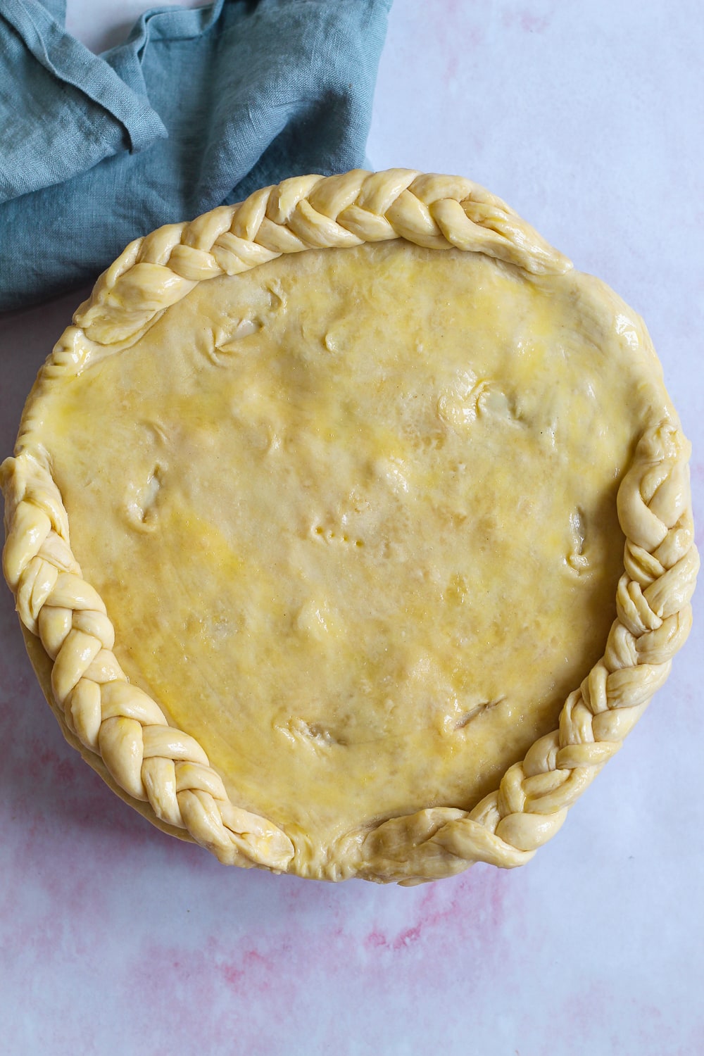 process shot showing the pot pie before it goes into the oven