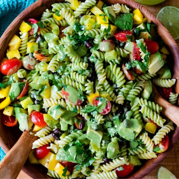 the featured image for the post, an image of a big bowl of the pasta salad