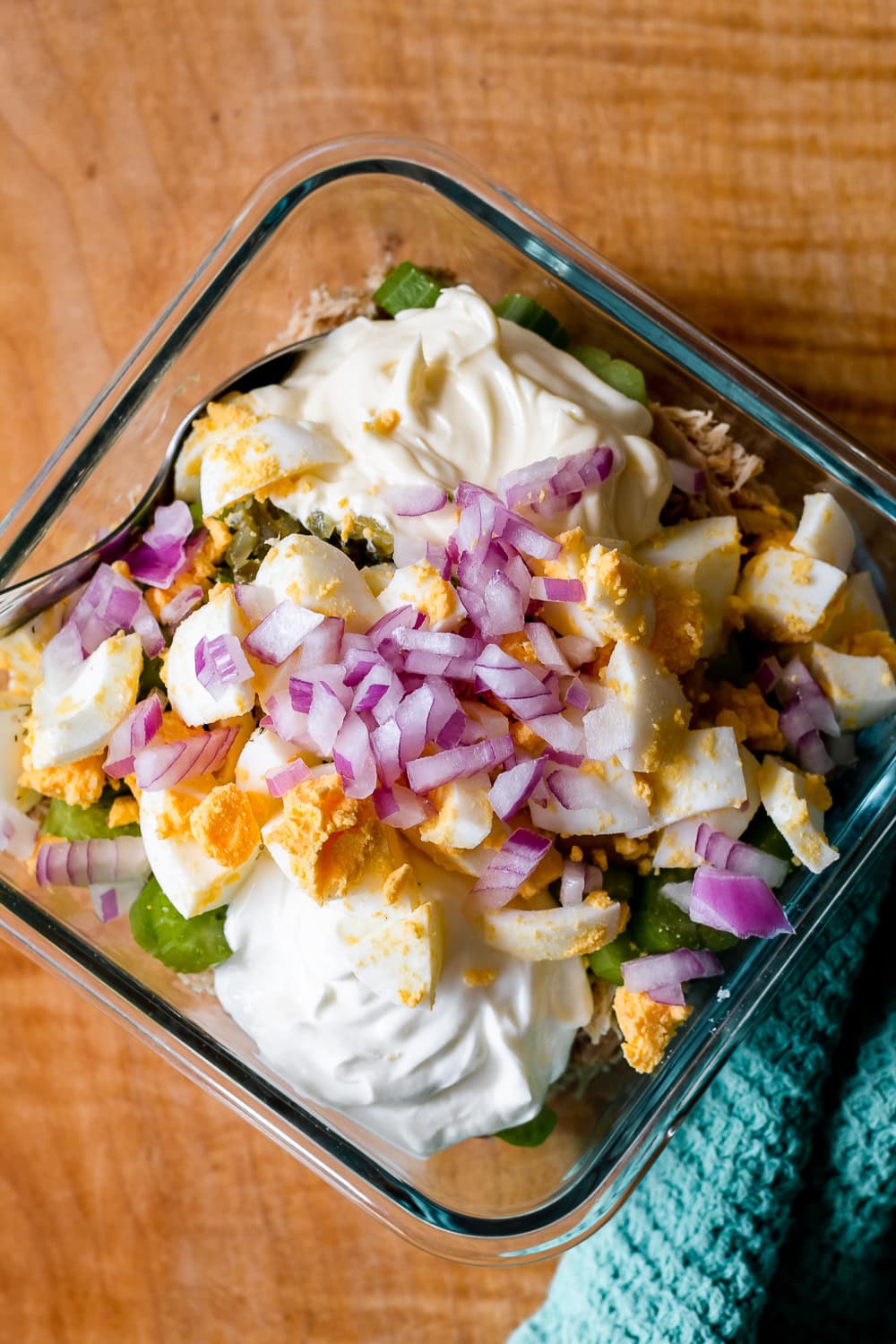 process shot of step 1 showing all the ingredients together in a bowl