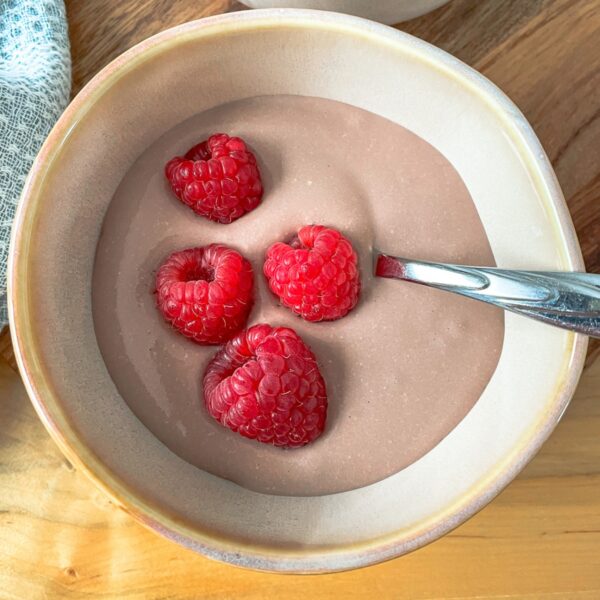 featured image, an overhead photo of the pudding in a bowl